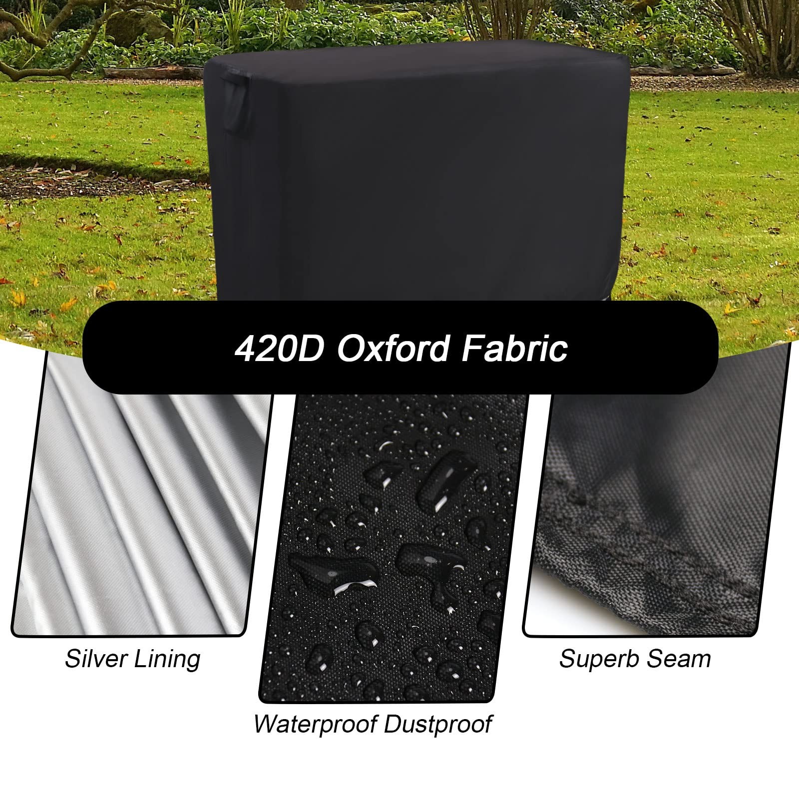 Kingling Outdoor Prep Table Cover 48 Inch, Waterproof Stainless Steel Black