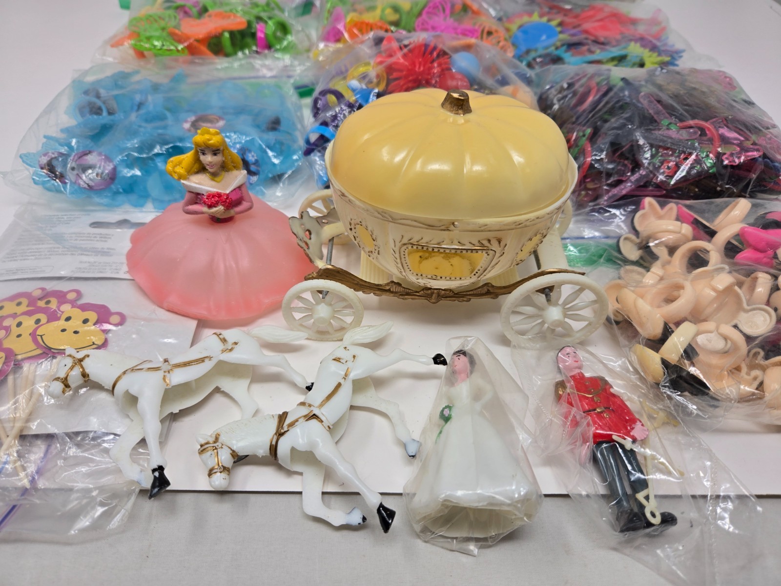 HUGE Vintage LOT of Cake Cupcake Picks Toppers Party Favors Rings Disney LOOK