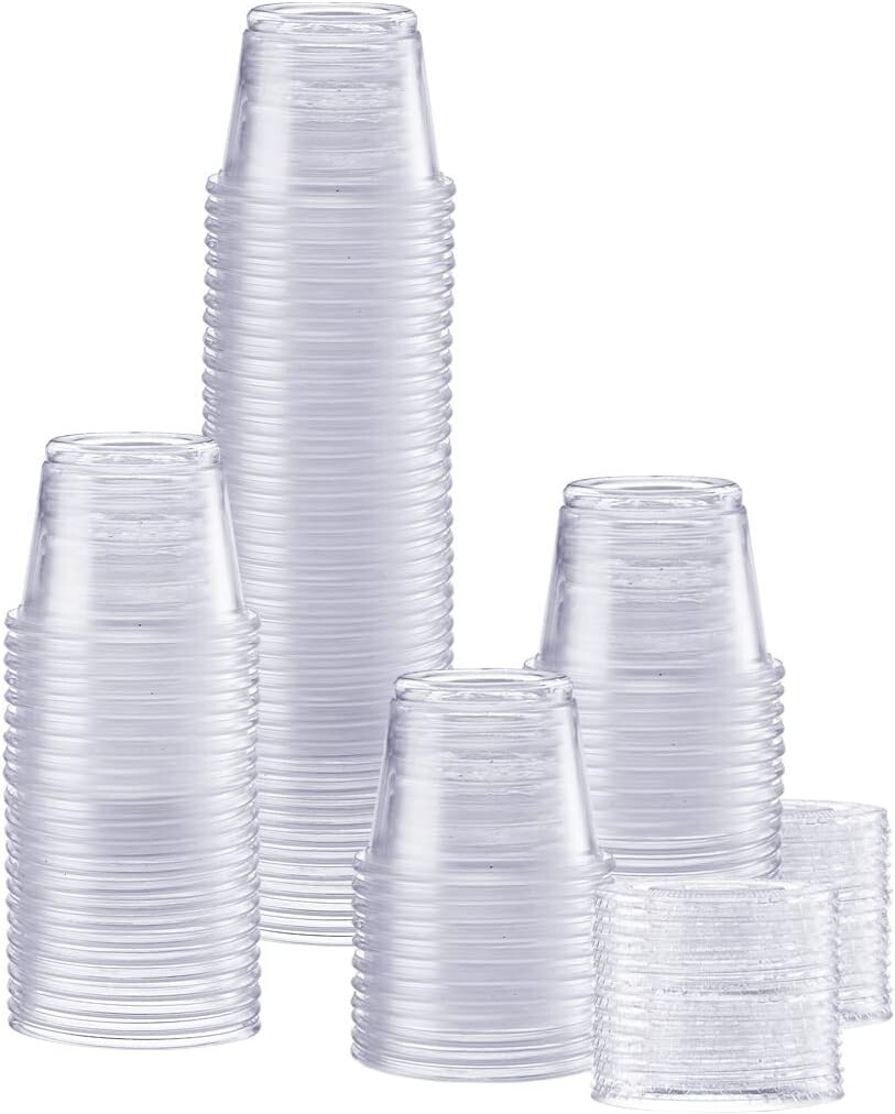 4 oz Plastic Clear Disposable Portion Cups with Lids for Sauce Cup BPA Free