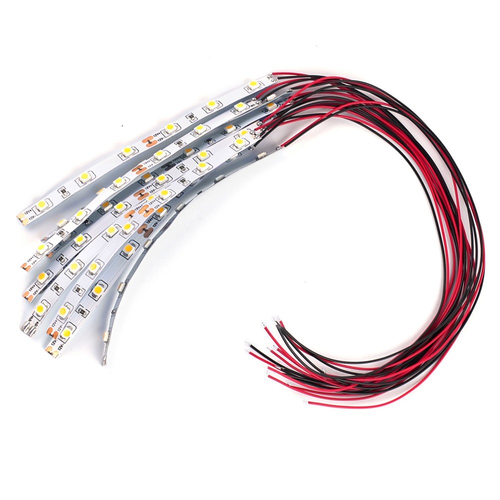 10pcs Pre Wired White Light Strip 6 LED Light Self-Adhesive Flexible 12V-18V