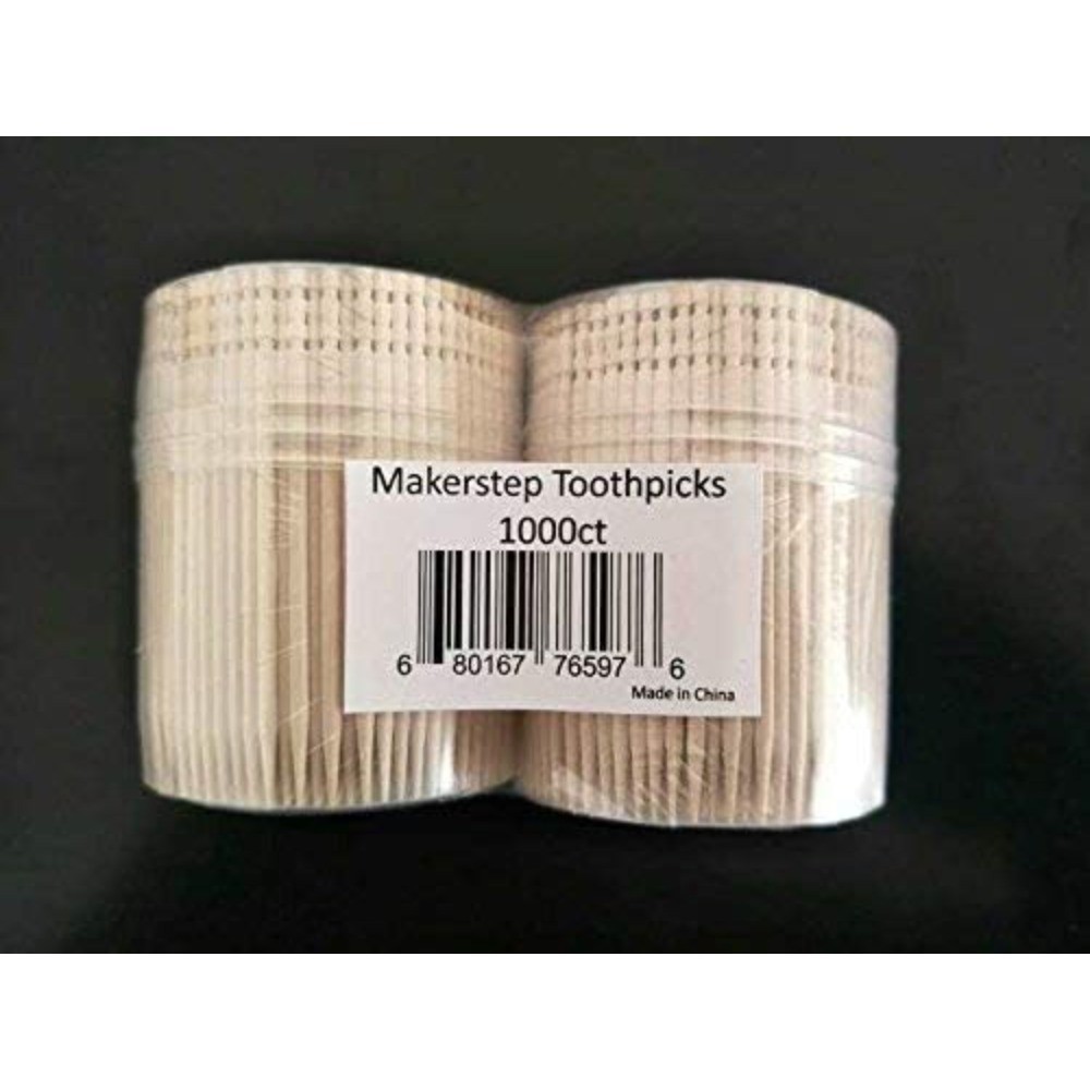 Wooden Toothpicks with Ornate Handle in Holder Container 2 Packs of 500 Total