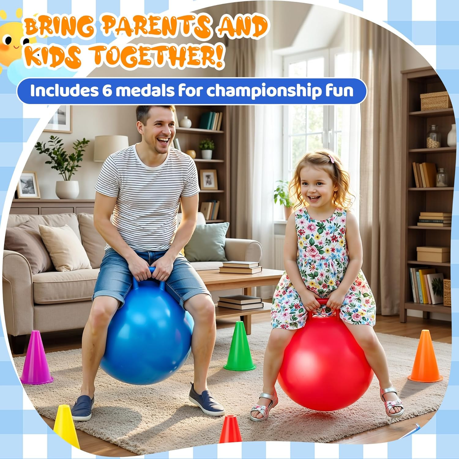 Carnival Outdoor Games Combo Set for Kids, 18 Inch Hopper Balls with Handles, Ri