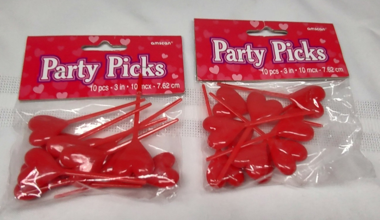 Vintage Amscan Party Picks Hearts Valentines Day Cake Cupcake Red 20 pcs
