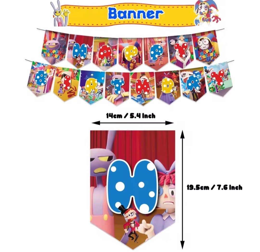 The Amazing Digital Circus Party Supply Banner Backdrop Toppers…