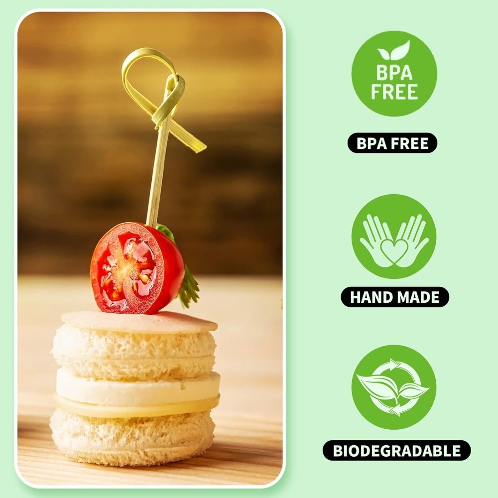 Bamboo Cocktail Picks for Appetizers Party Drinks 4.7 Inch Long Decorative