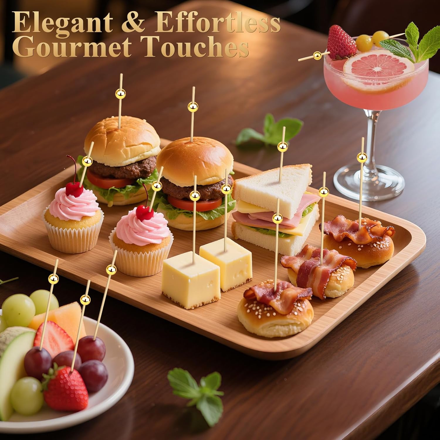 [300PCS] Cocktail Picks, Fancy Toothpicks for Appetizers Drinks Food Fruit, 4.7
