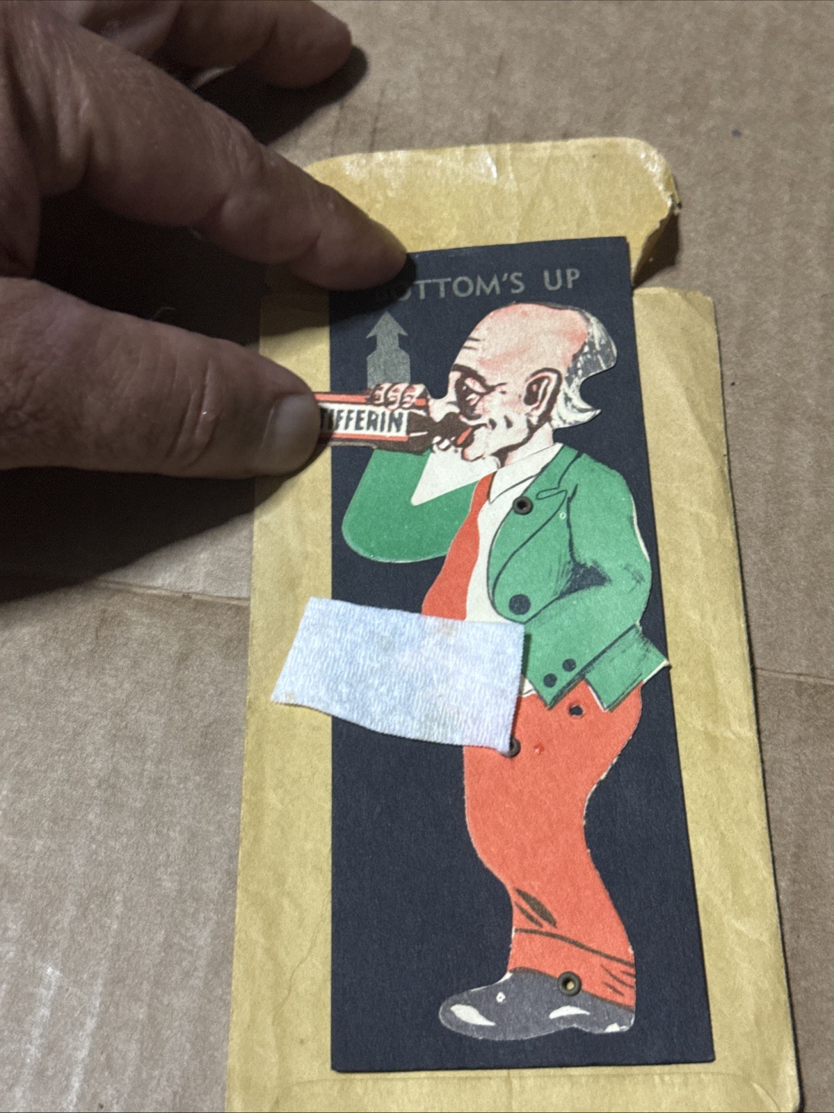 1950’s Vintage STIFFERIN Erotic BOTTOMS UP Tradecard Adult Novelty Risque RARE