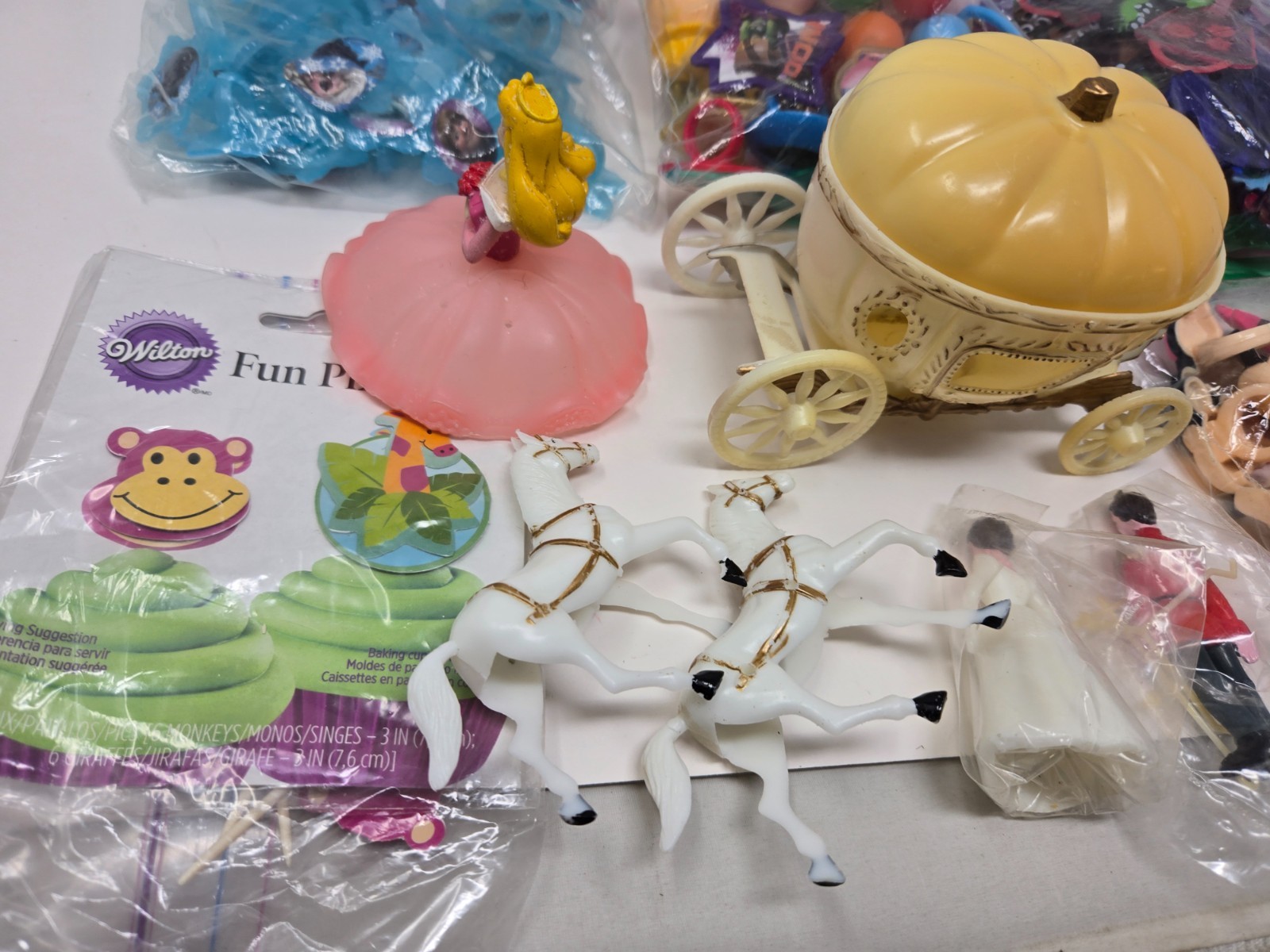 HUGE Vintage LOT of Cake Cupcake Picks Toppers Party Favors Rings Disney LOOK