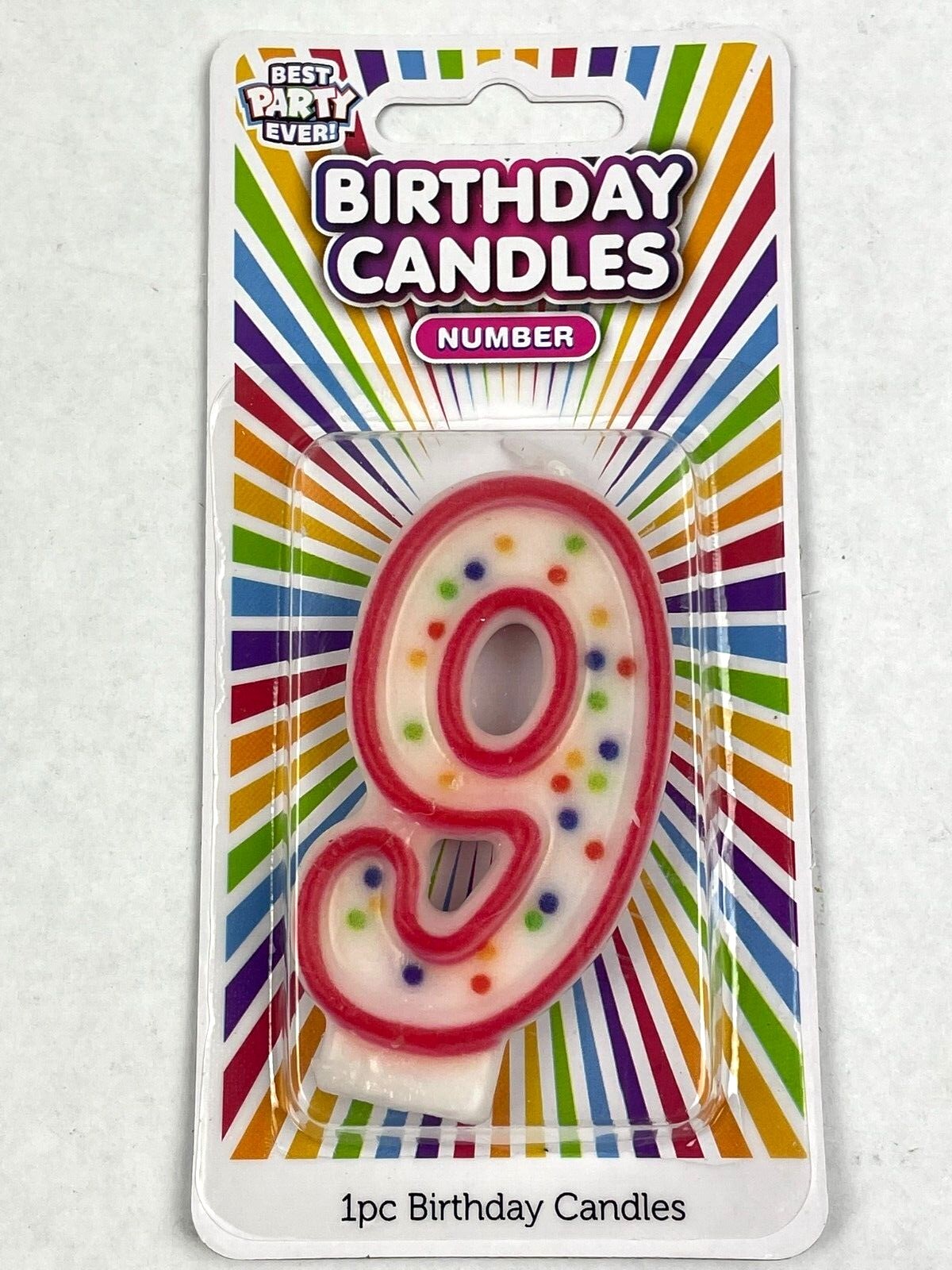 Birthday Party Candle Number 0-9 Multi Colored Candles Polka Numbers Celebration
