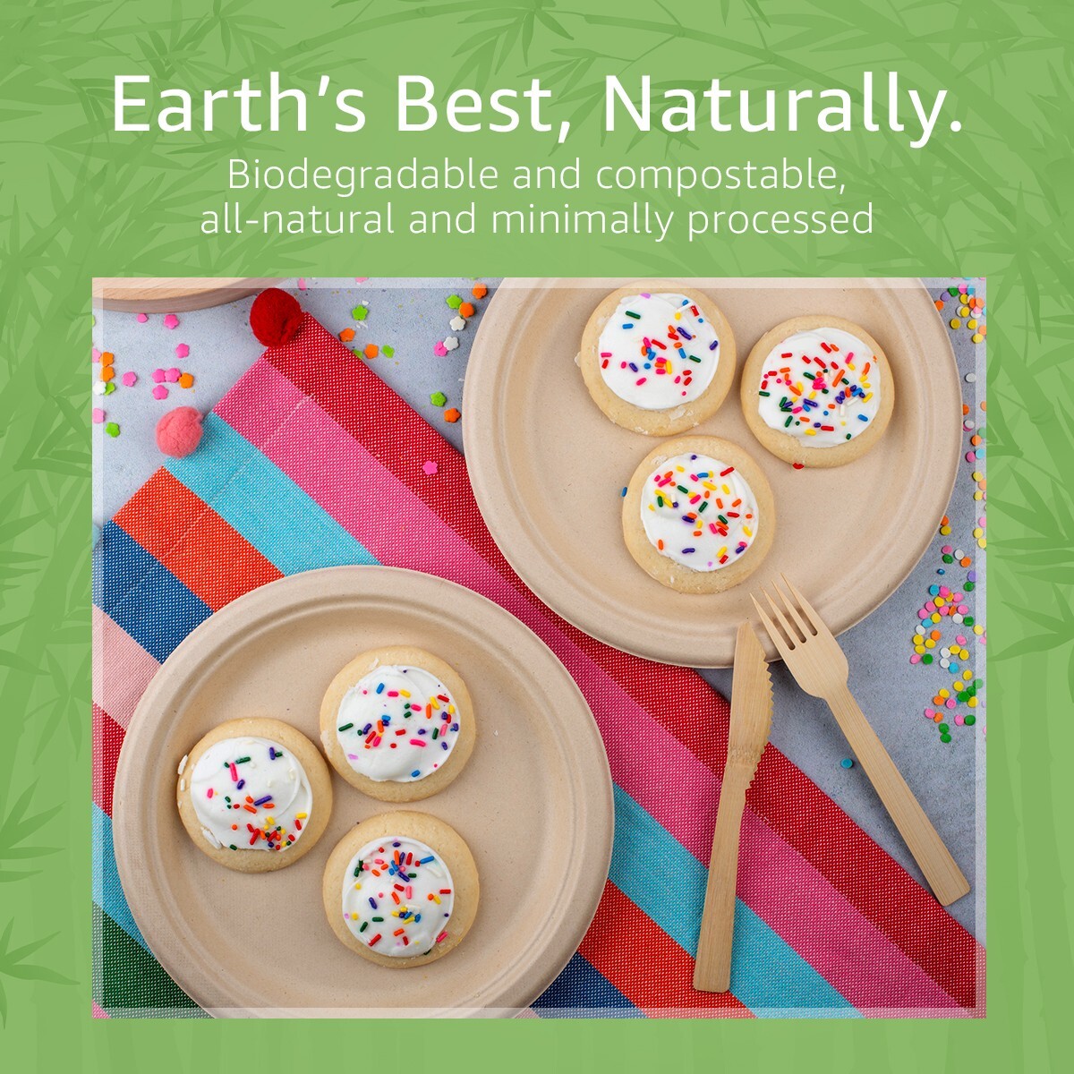 Ibambo Bamboo Disposable Paper Plates – 9 Inch, 500 Pack, Compostable Plates