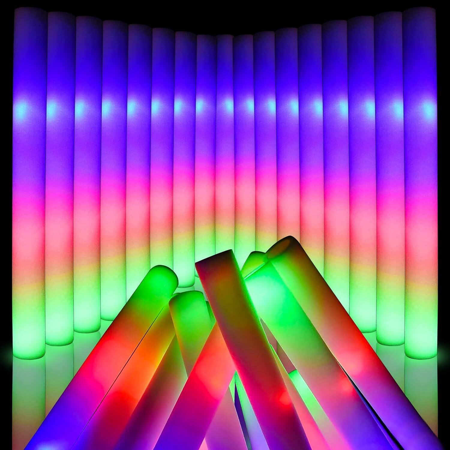 LED Light Up Foam Sticks 100-500PCS Baton Wands Rally Party Rave Tube Glow Wands