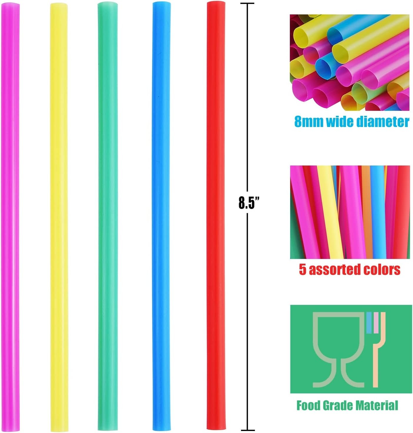 ALINK 8mm Wide Assorted Bright Colors 100 Count (Pack of 1), Multicolor