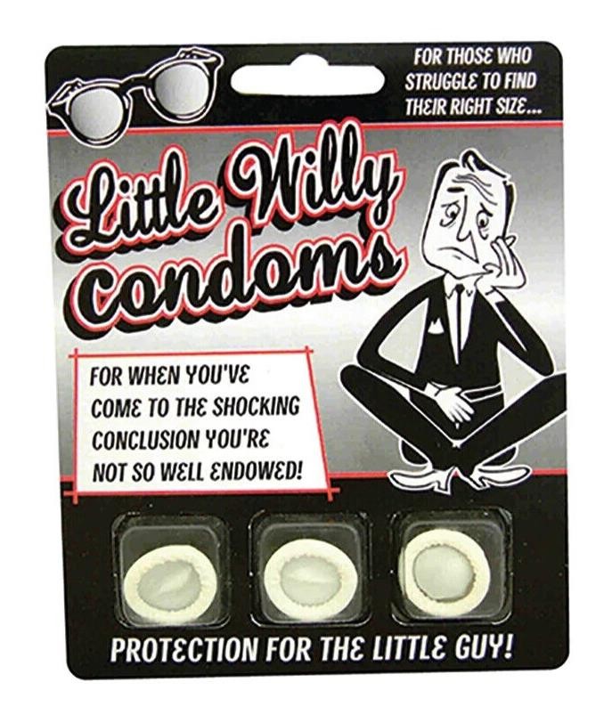 3pk LITTLE WILLY CONDOMS – Small Pecker Gag Prank Joke – Sata Christmas Gift