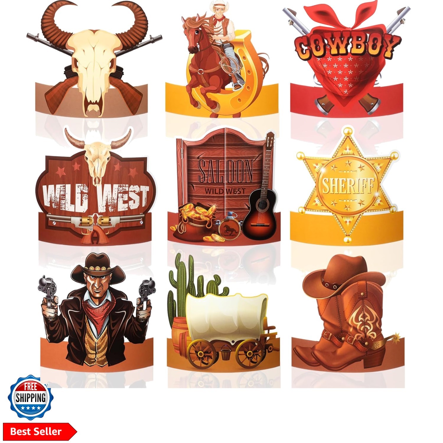 24 Pcs Party Hats Cowboy Paper Headbands Western Cowboy Hair Accessories Crow…