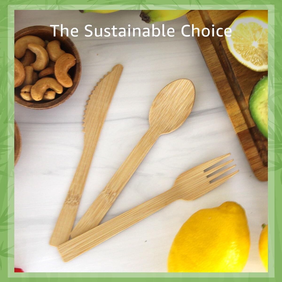 Ibambo Bamboo Utensils – 300 Forks, 150 Spoons, 150 Knives – Disposable or Reuse