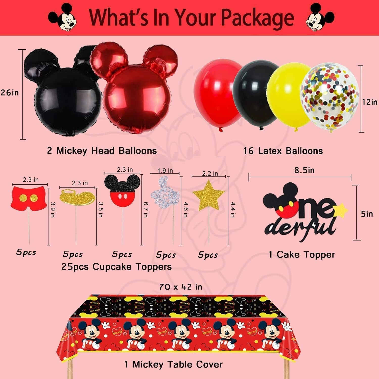 Mickey Mouse 1st Birthday Party Decorations,Party Supplies Included Banner