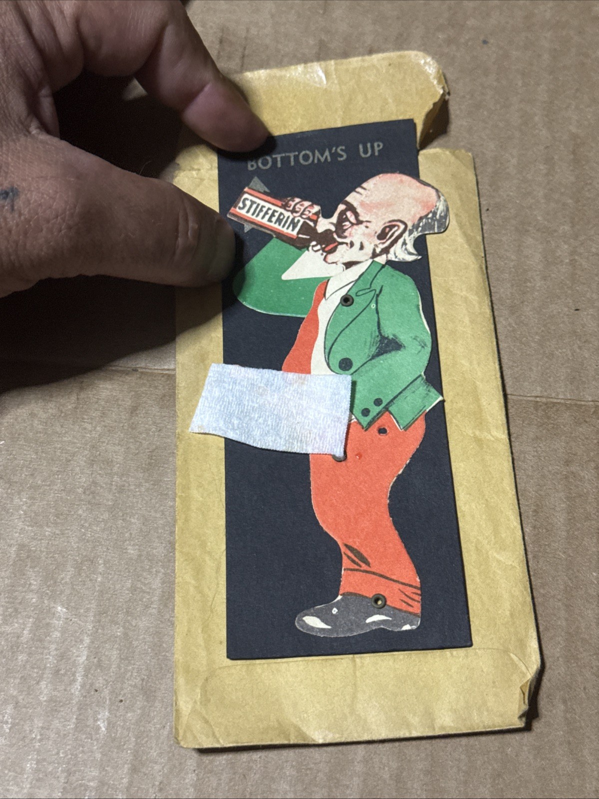 1950’s Vintage STIFFERIN Erotic BOTTOMS UP Tradecard Adult Novelty Risque RARE