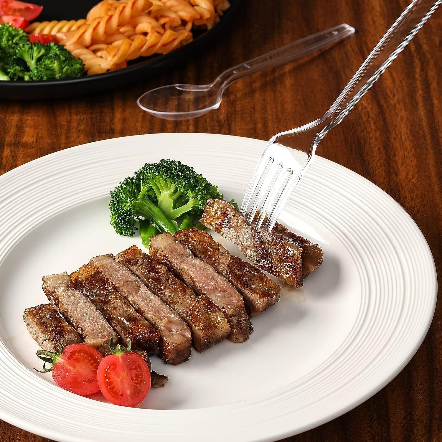 [400 Count] Clear Plastic Forks and Spoons Set Bulk – Heavy Duty Disposable Spoo