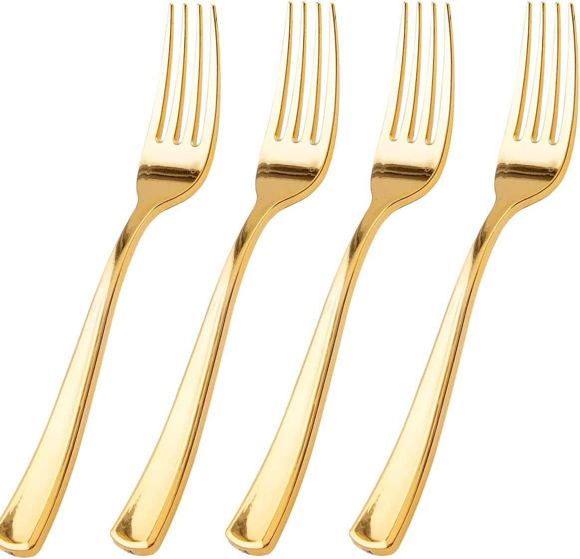 100 Pcs Gold Plastic Forks Heavy Duty – BPA-FREE, Sturdy&Durable Forks Dispos…