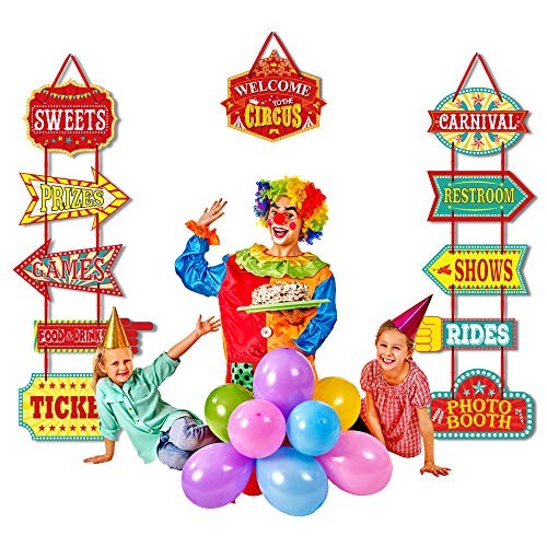 Carnival Decorations, 11 Pcs Large Circus Carnival Signs Circus Theme Party