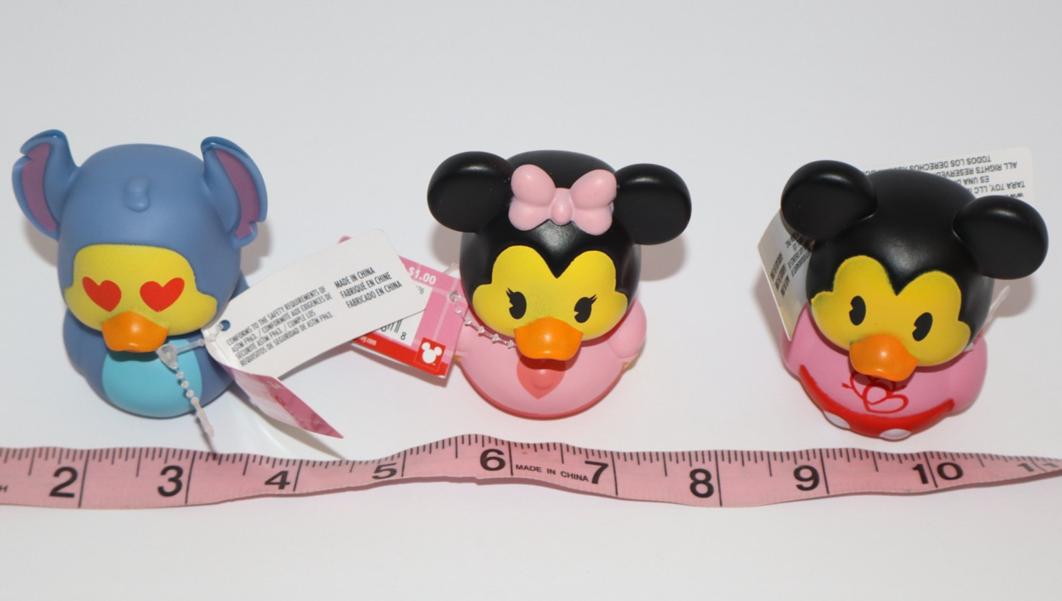 Disney Mickey Minnie Mouse Stitch Valentine’s Day Rubber Ducks Cruise Set 3 NEW