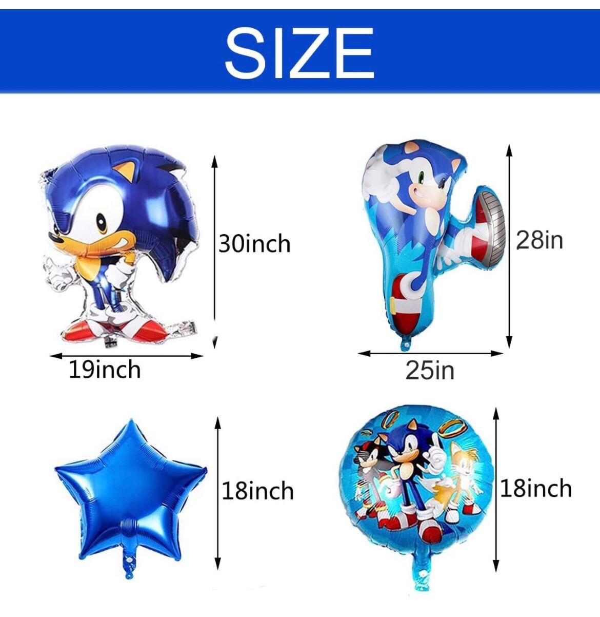 Sonic The Hedgehog Foil Latex Balloons Banner Birthday Party Decorations