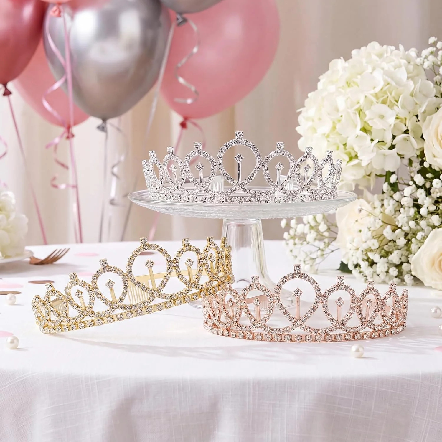 Birthday Crown and Sash for Women, Happy Birthday Tiara for Party Decorations