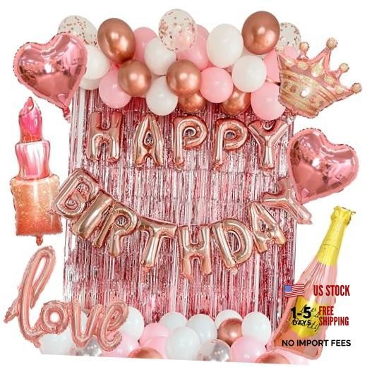 VIDAL CRAFTS 71-Piece Rose Gold Birthday Decorations for Women – Rose Gold Glam