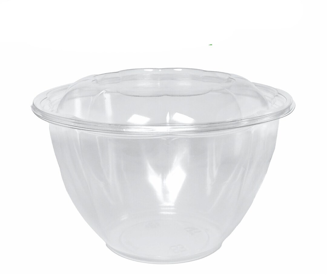 48oz Clear Plastic Disposable Salad Bowls with Lids