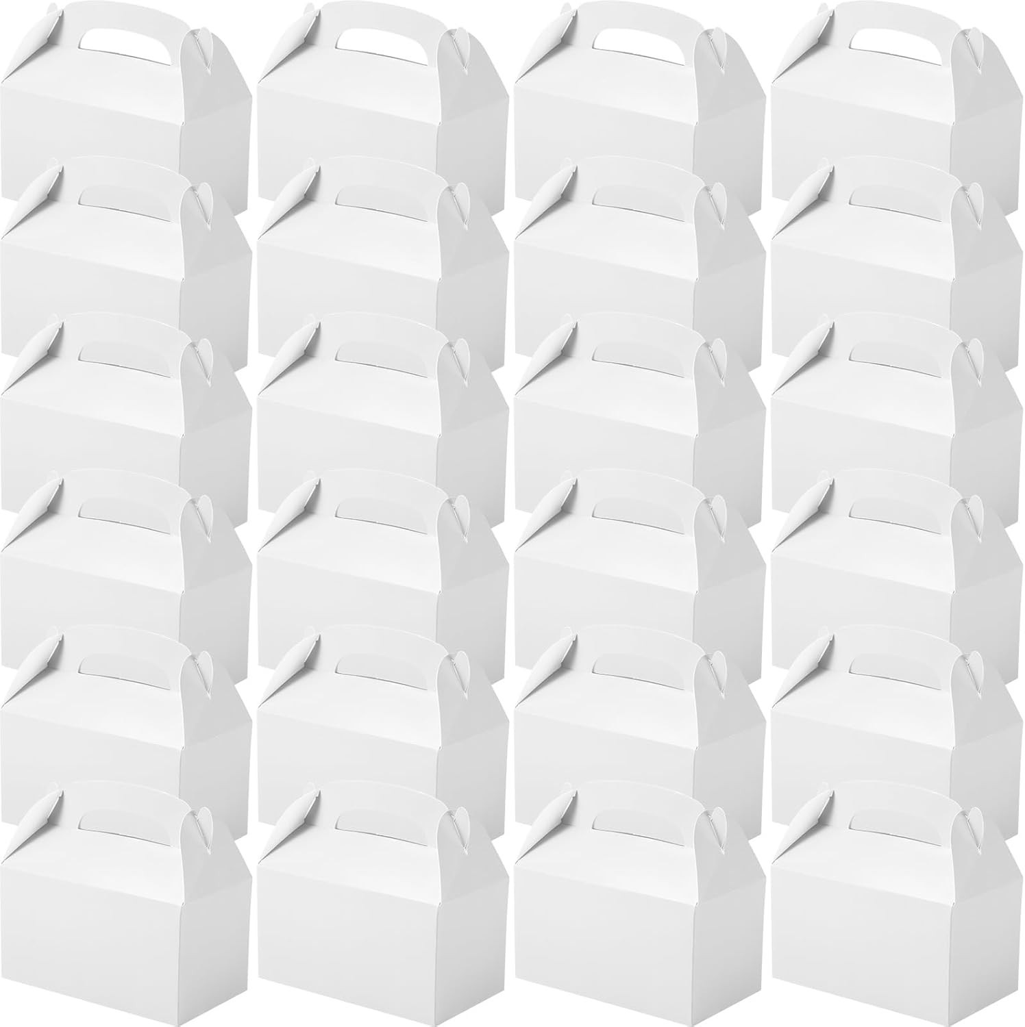 24 Pcs Party Favor Treat Boxes Gable for Party Favors (White, 6.3×3.5×3.4 In)