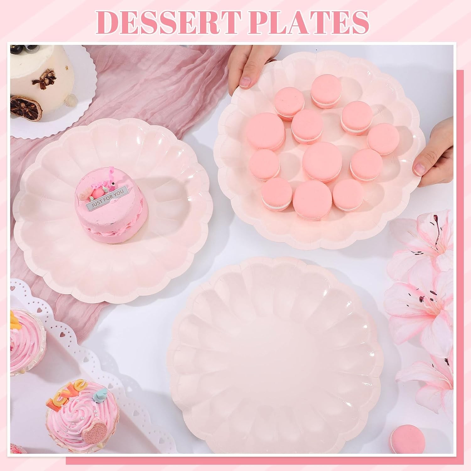 30 Pcs Pink Paper Plates 9.5 In Light Pink Plates Disposable Heavy