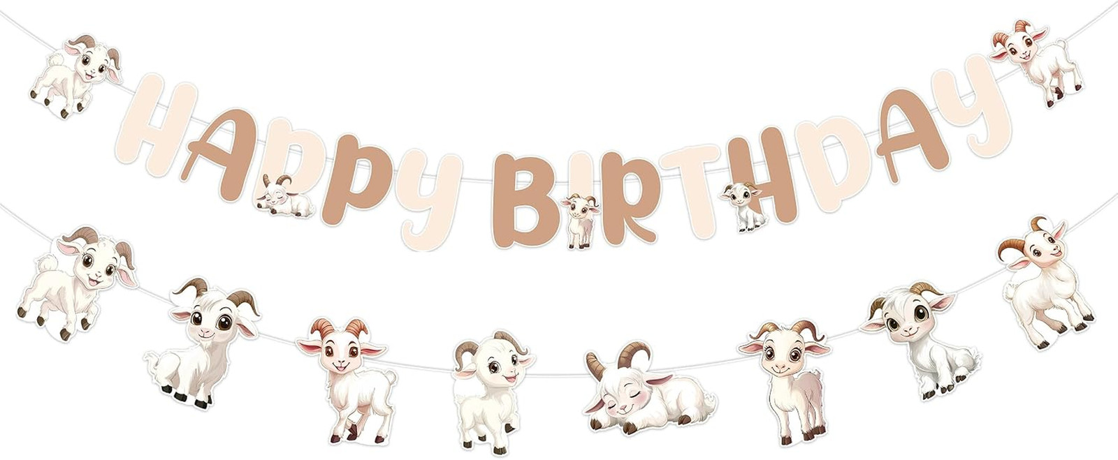 Goat Birthday Decorations, Goat Theme Happy Birthday Banner Farm Animals Theme