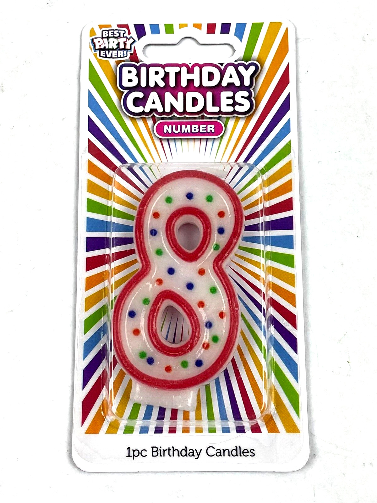 Birthday Party Candle Number 0-9 Multi Colored Candles Polka Numbers Celebration