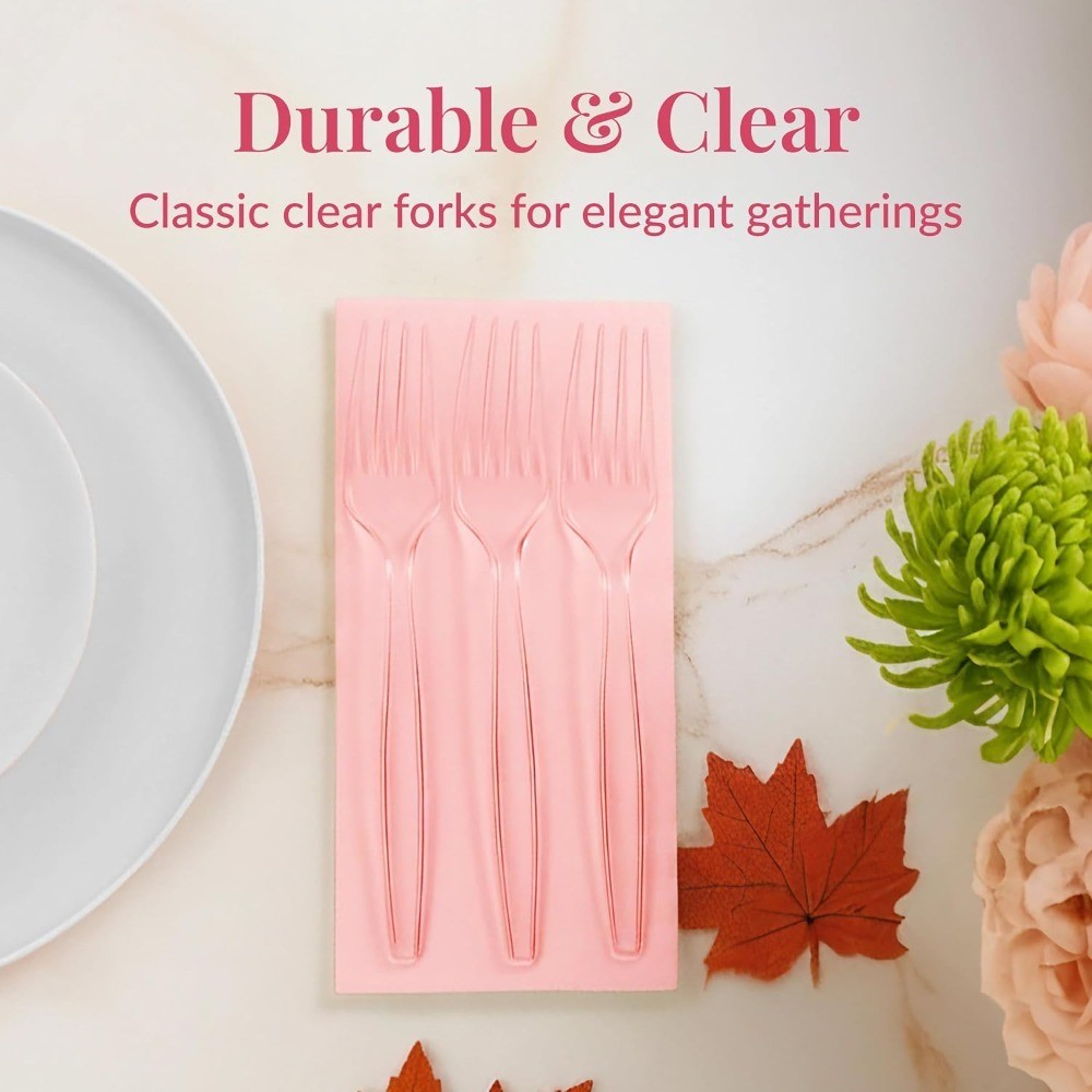 100 Count Plastic Forks – Heavy Duty Forks Disposable for Parties, Events, and