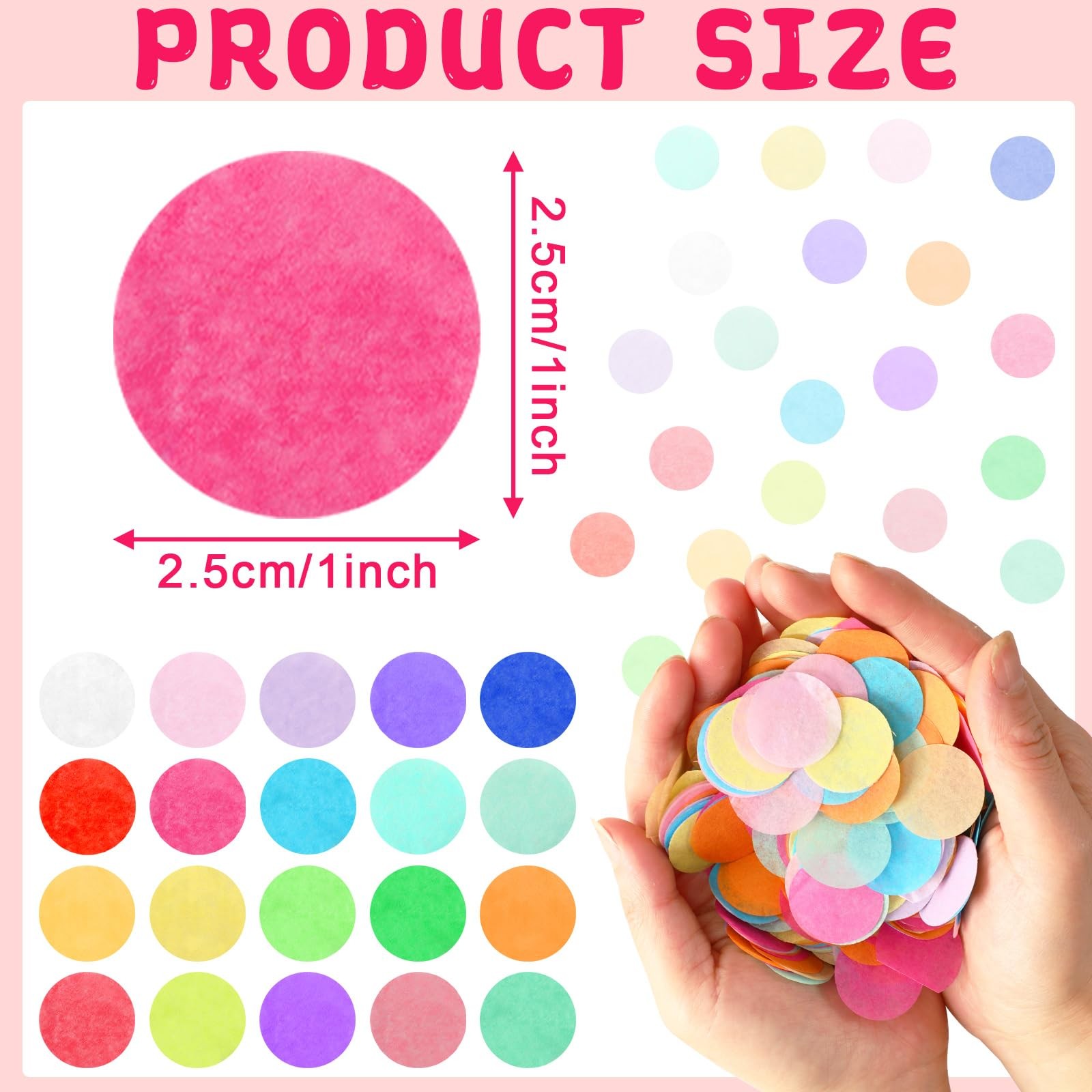 5.4oz Multicolor 1 Inch Round Tissue Paper Confetti Round Confetti Birthday S…