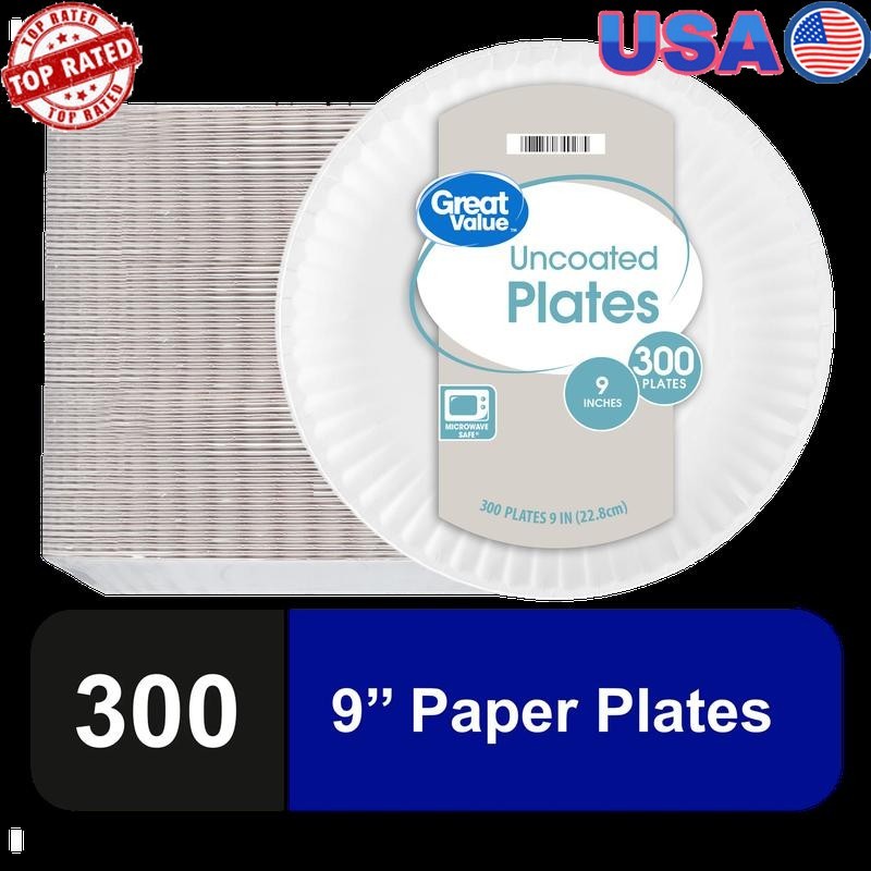 Disposable Microwave Safe Paper Plates 9in Durable Leak Resistant 300ct New