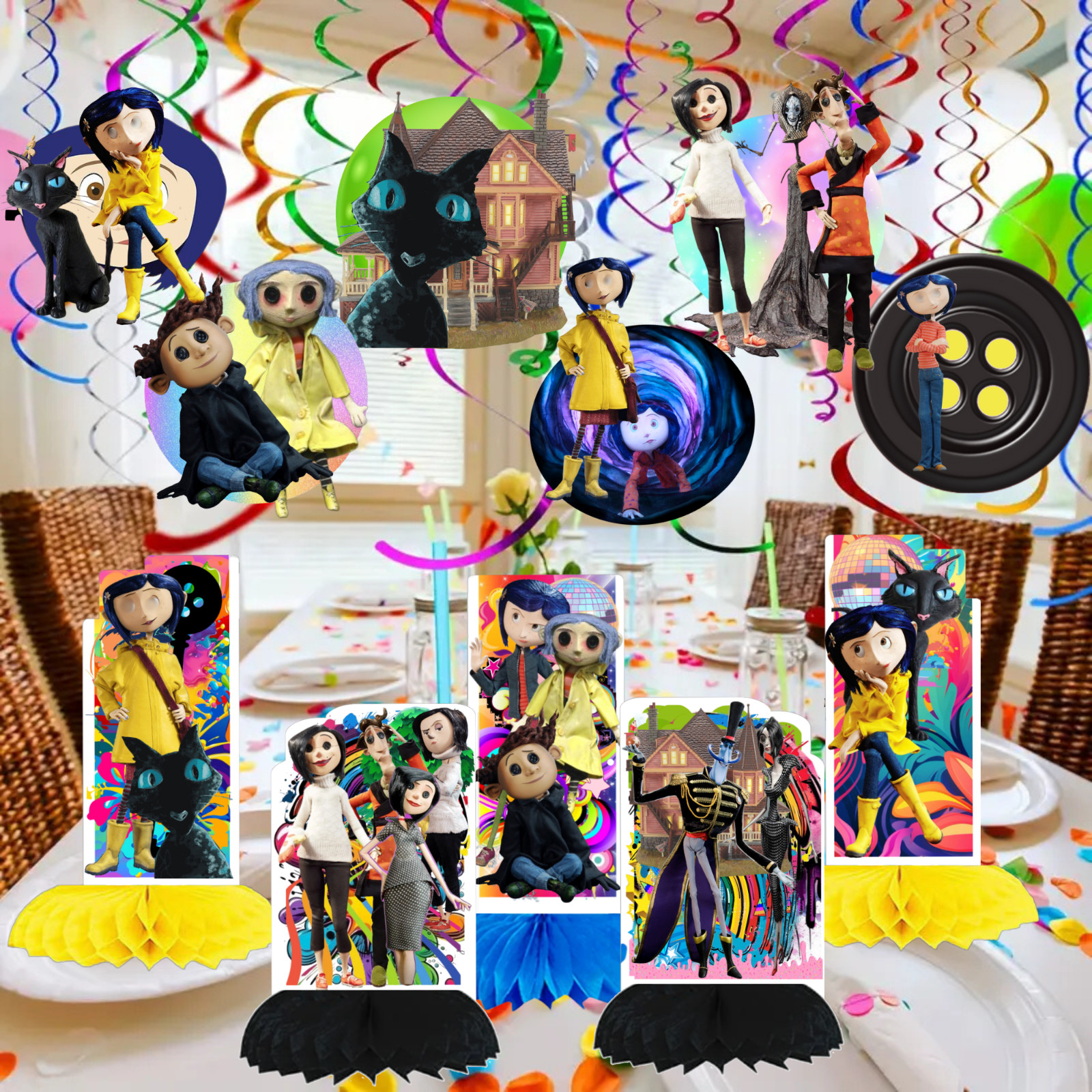 CORALINE PARTY SUPPLIES BIRTHDAY DECORATION BALLOON FAVOR TOPPERS CENTERPIECE