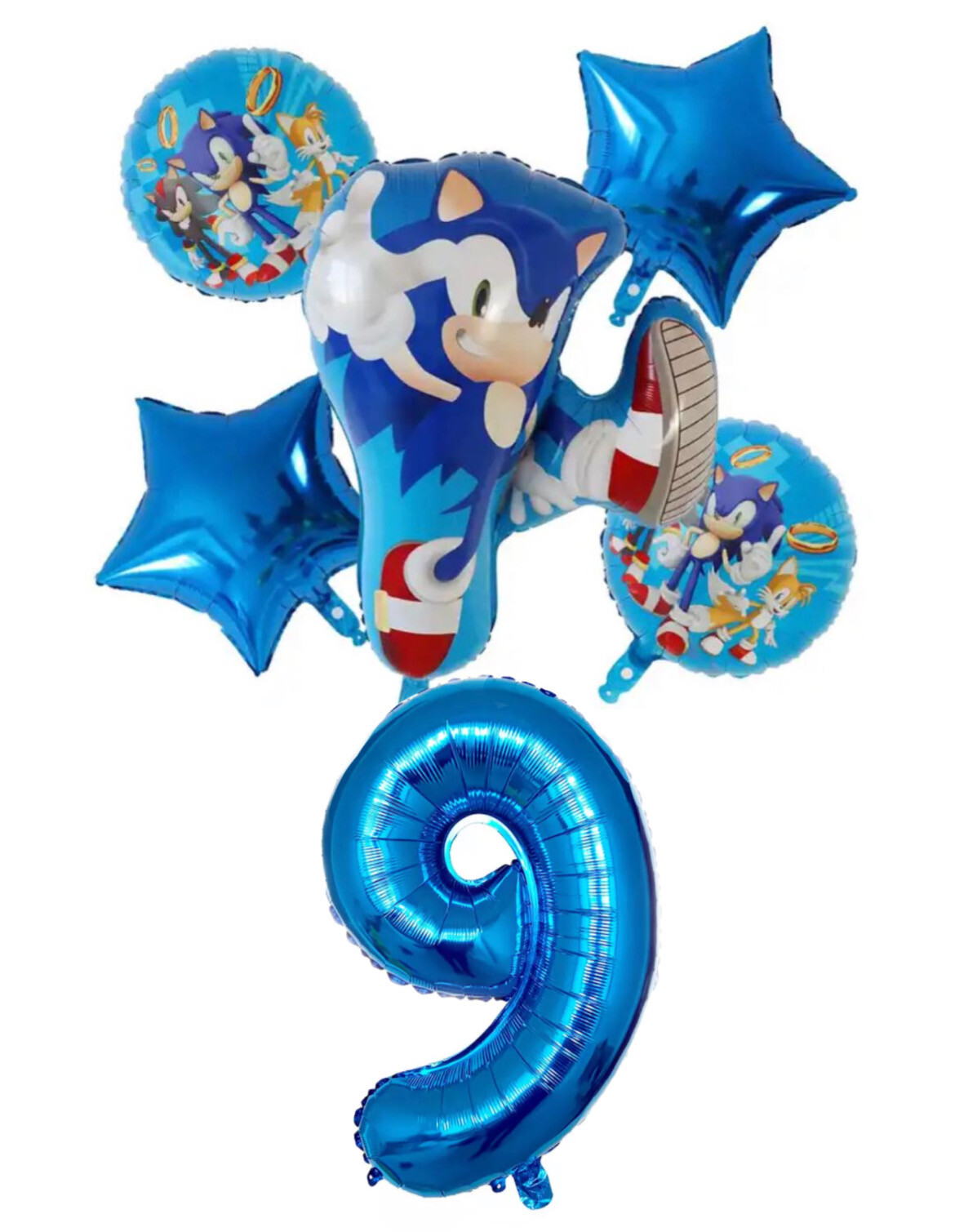 6pcs Sonic The Hedgehog Foil Number Balloons Birthday Decorations Boy Girl Sonic