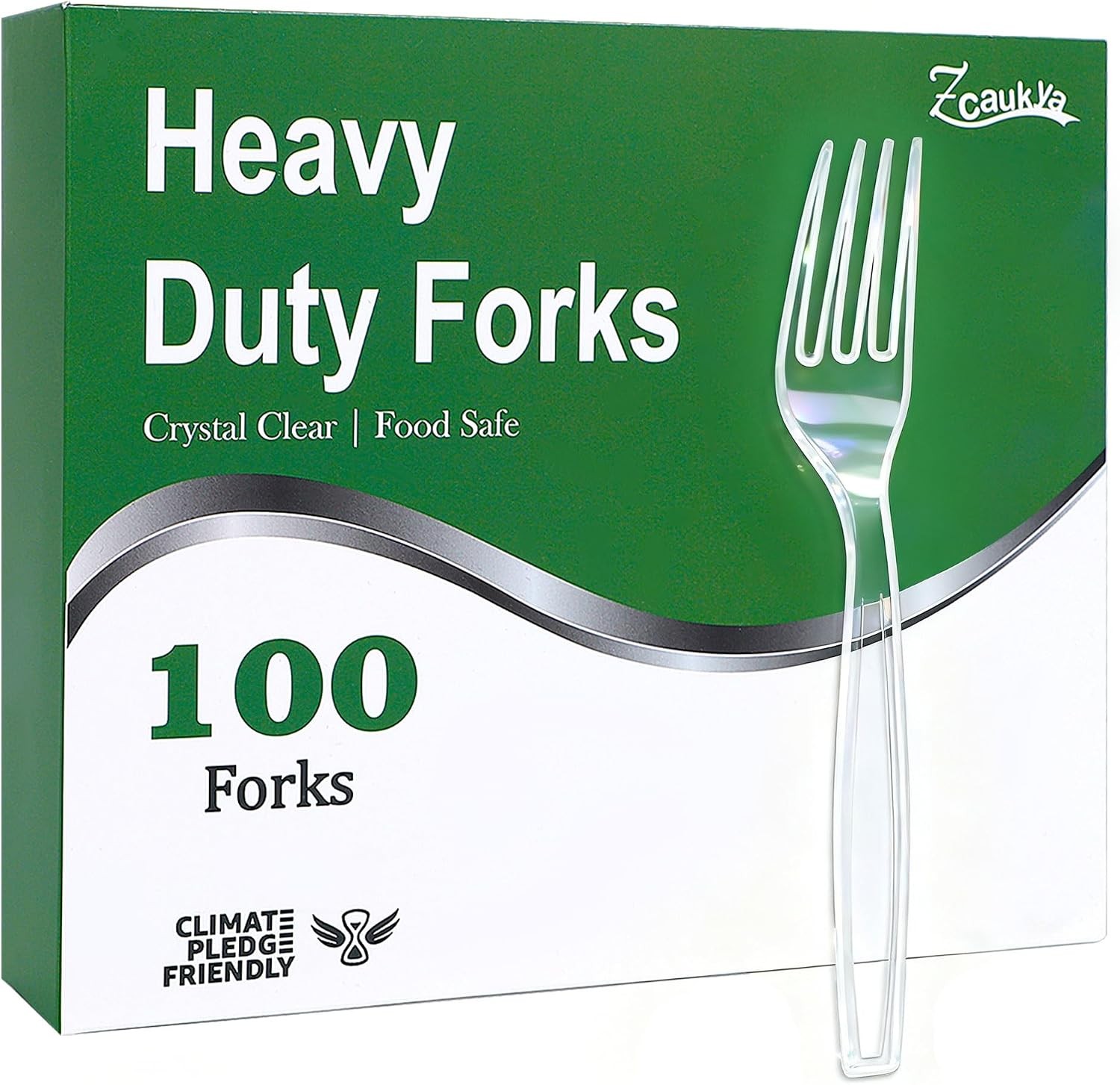 100 Count Disposable Plastic Forks Set, Clear Plastic Forks Bulk, Heavy Duty