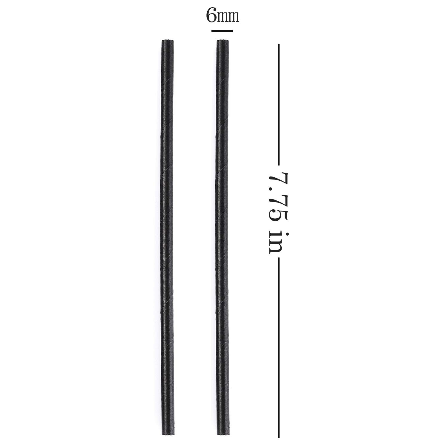 ALINK 100 Black Paper Straws, Biodegradable 100 Count (Pack of 1),
