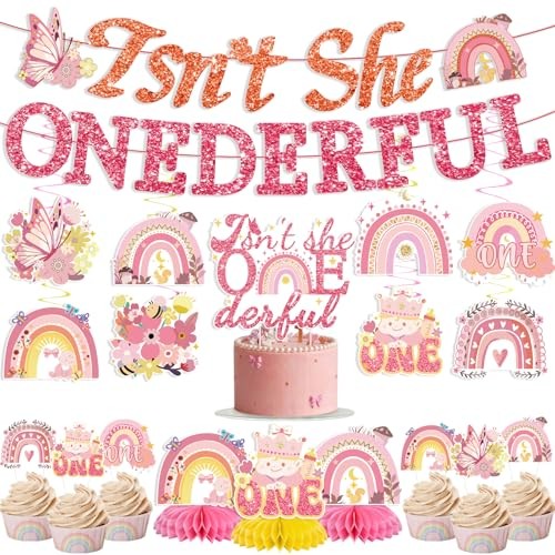 35PCS Isn’t She Onederful Birthday Decorations – First Birthday 1st Girl