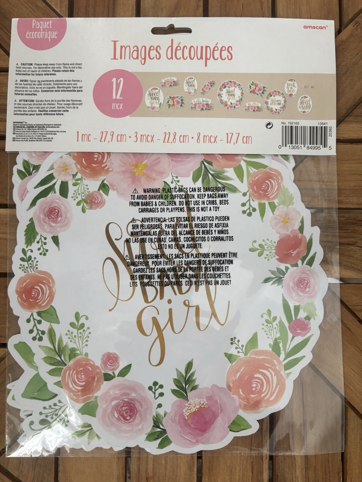 Floral Baby Shower Sweet Baby Girl Table & Wall Cutout 12 Pk Decorations 7”-11”