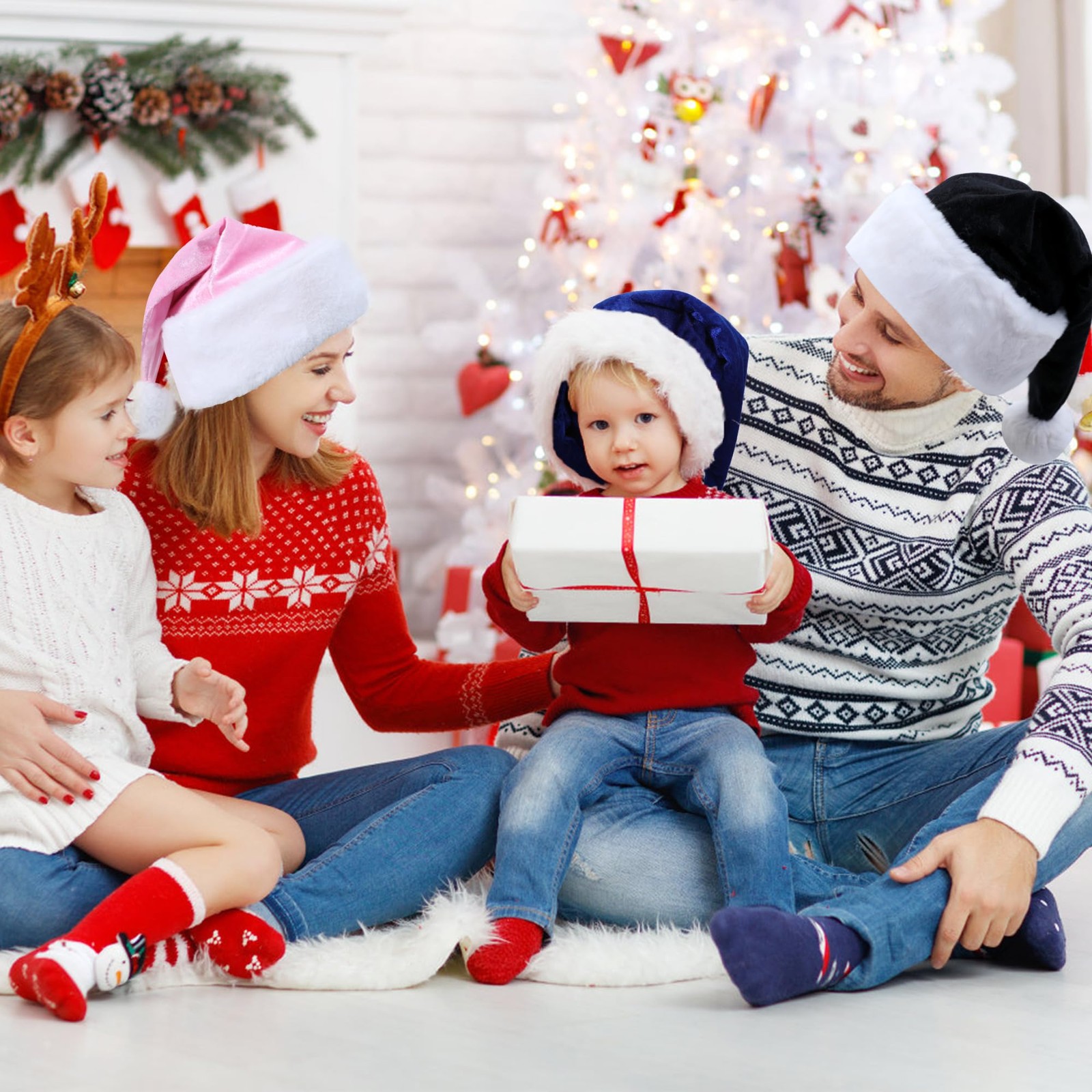 Eoocan Santa Hat, Hat for Kids, Unisex Velvet Comfort 16*10.2 in, Green