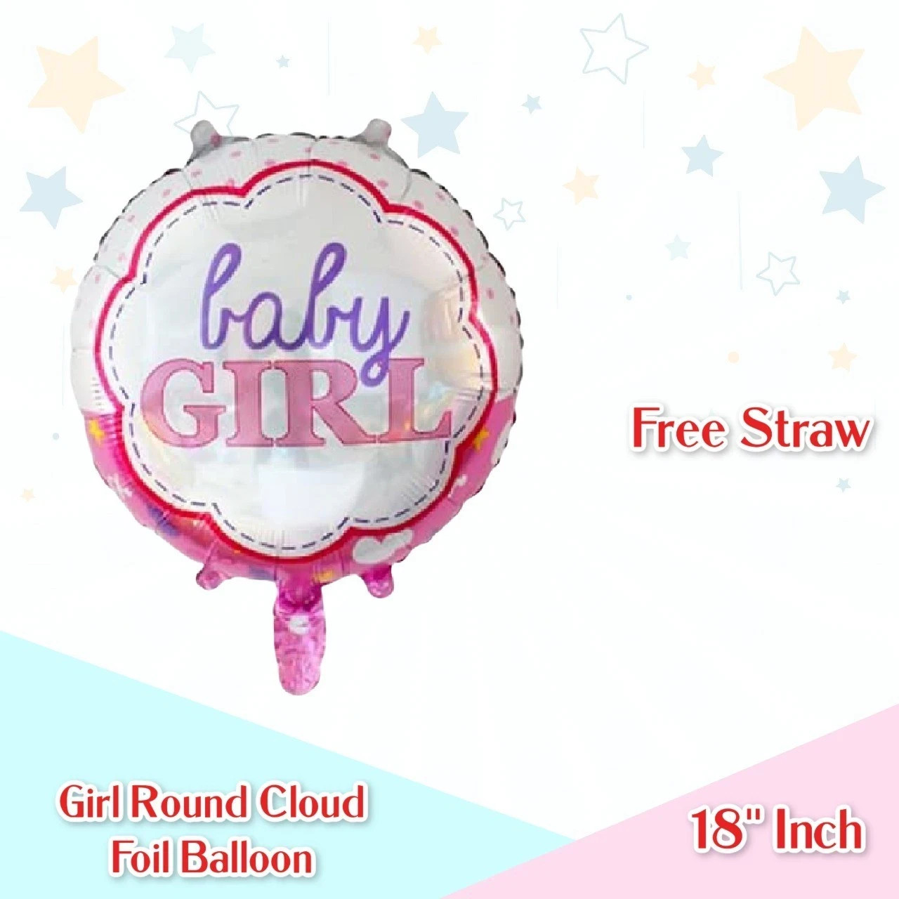 18″ Round Baby Girl Boy Pink Blue Foil Ballloons Bbay Shower Decorations Ballons