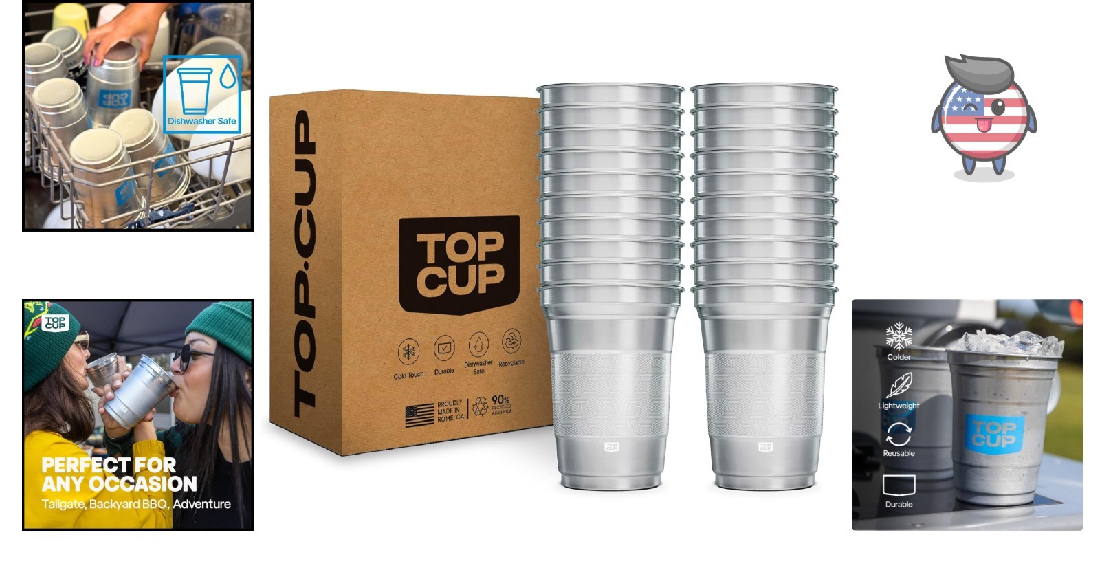 Stylish 20 count Stealth Design Aluminum Cups – 16 Oz, Perfect for Gatherings