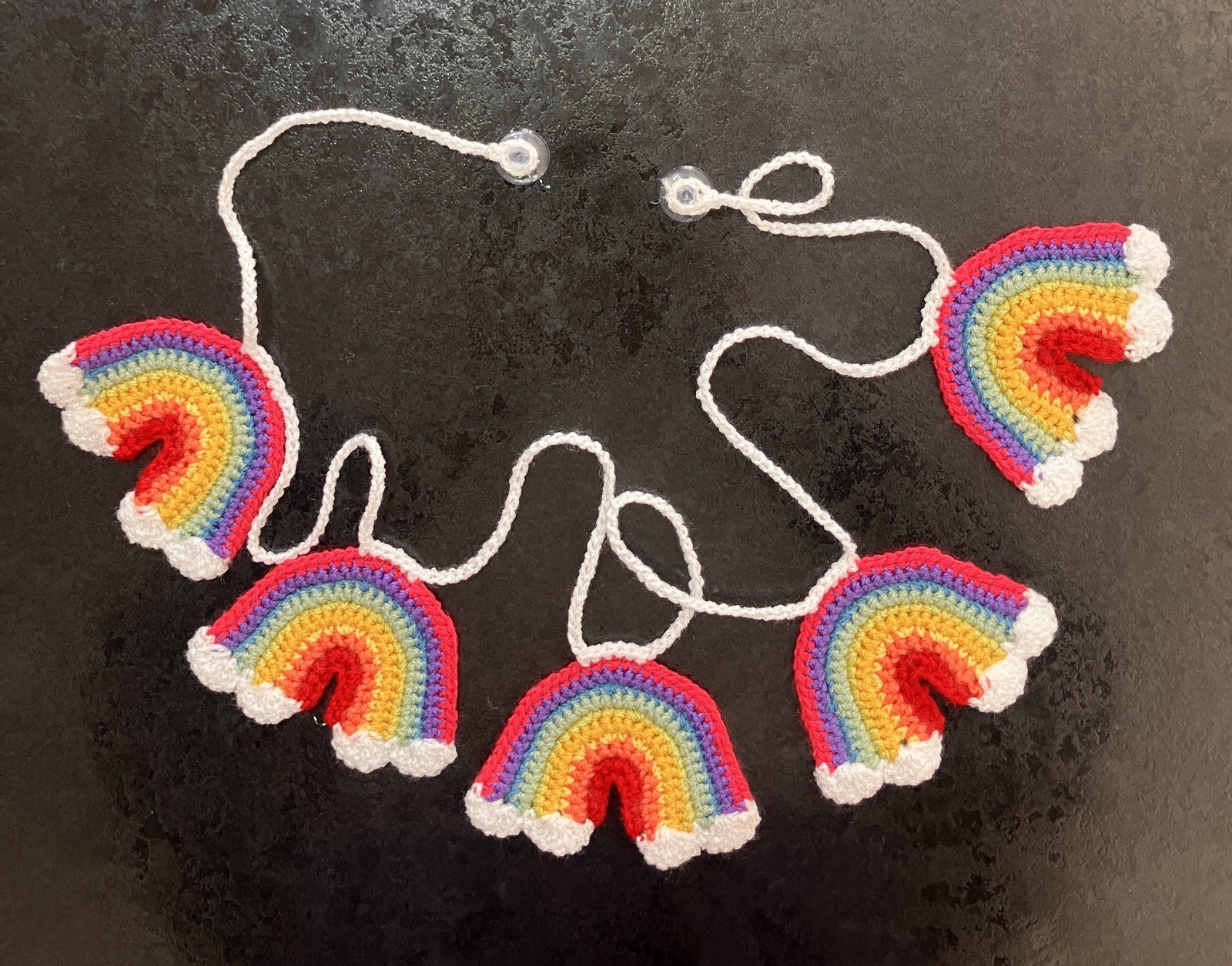 🌈 NEW Hand Crochet Rainbows Bunting Window Camper BIRTHDAY Gift 50 inches
