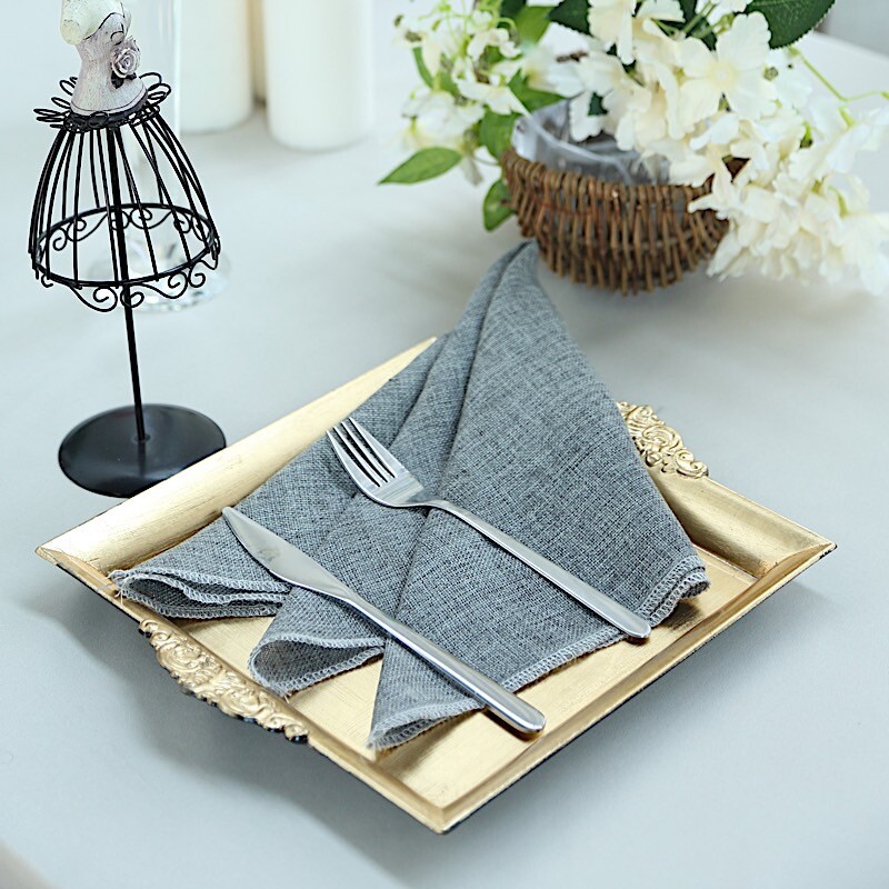 24 GOLD 10″ Square with Embossed Rim Charger Plates Wedding Party Home Supplies