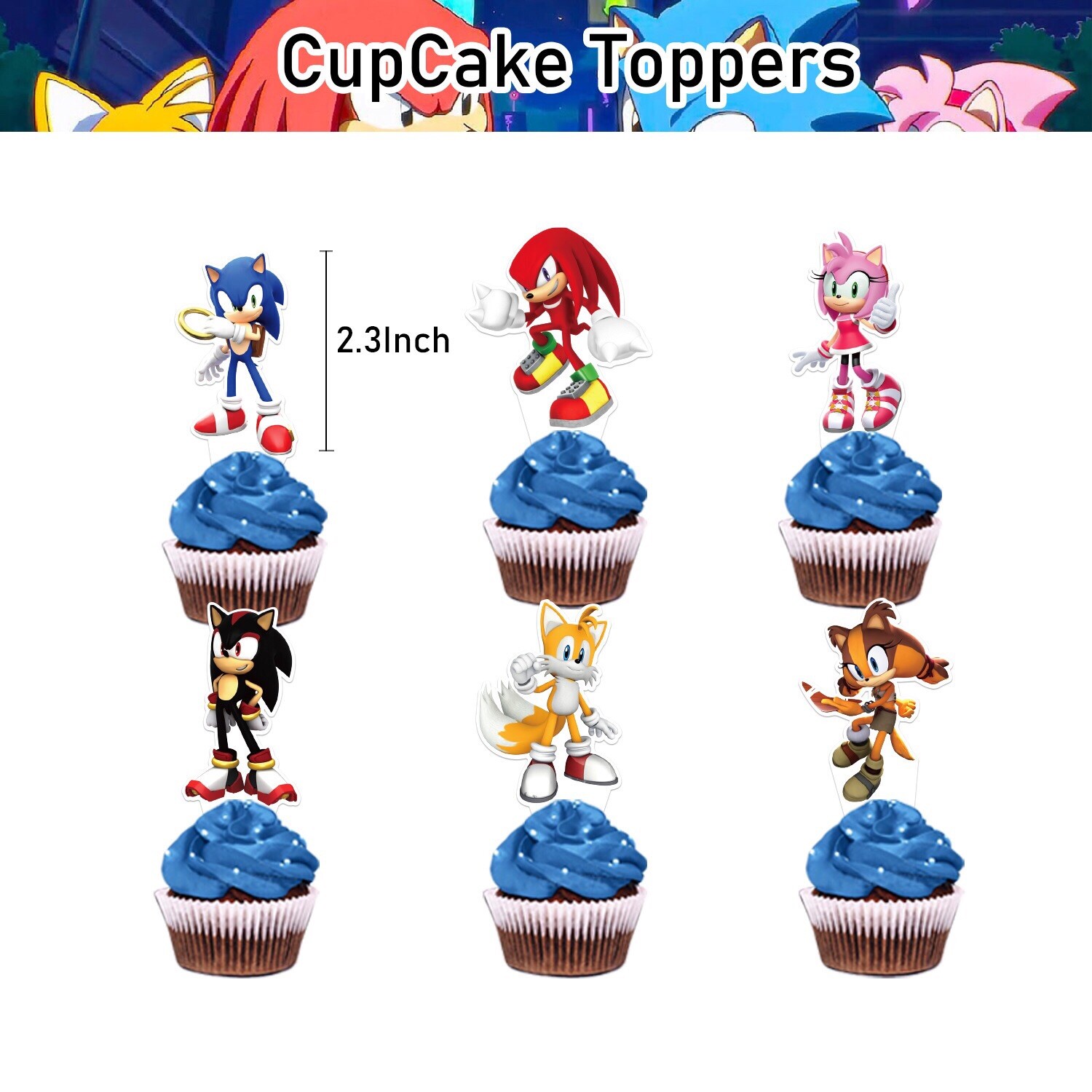 Sonic the Hedgehog Theme Birthday Party Supplies Set Banner Balloon Cake Toppers