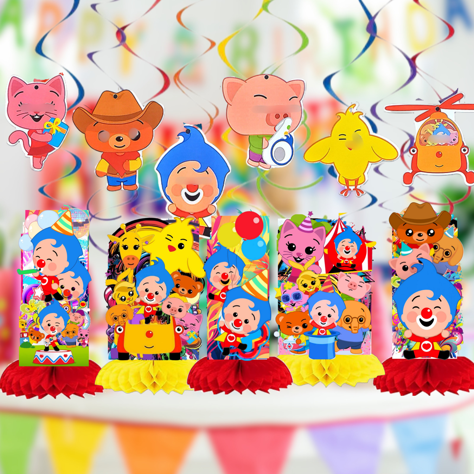 PLIM PLIM PARTY SUPPLIES DECORATION BALLOONS BANNER TABLE COVER THEME CAKE