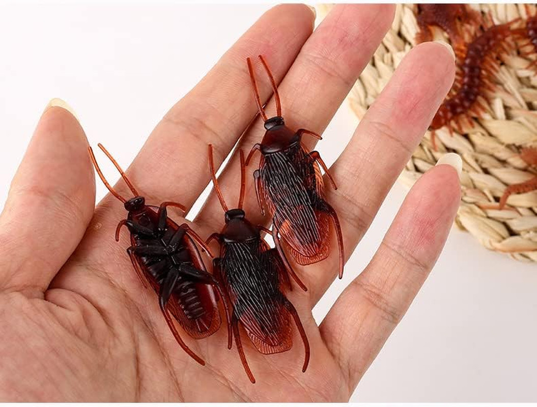 300 Pack Fake Roaches, Realistic Plastic Roach Bugs, Fake Prank Simulated Cockro